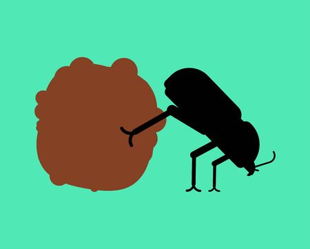 Dung beetle and dung ball isolated. vector illustrationのイラスト素材