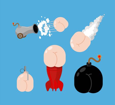 Ass weapons and Explosives. fanny Bomb and grenade. vector illustrationÂ のイラスト素材