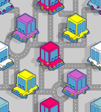 Cartoon car toy pattern seamless. Auto plaything background. Baby fabric texture. vector ornamentのイラスト素材