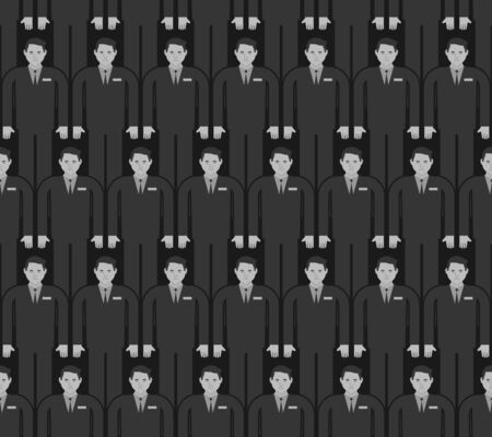 Gray crowd pattern seamless. group people background.のイラスト素材