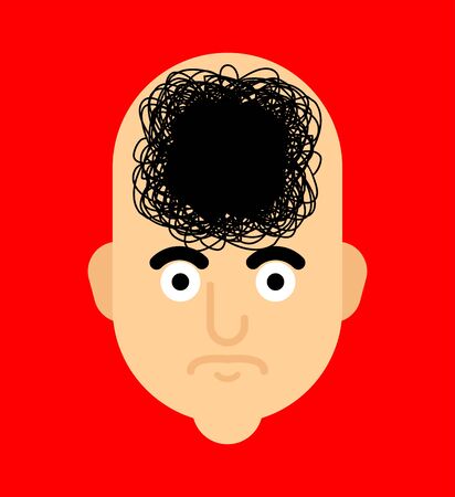 Bad thoughts in head isolated. depressed think. vector illustrationのイラスト素材