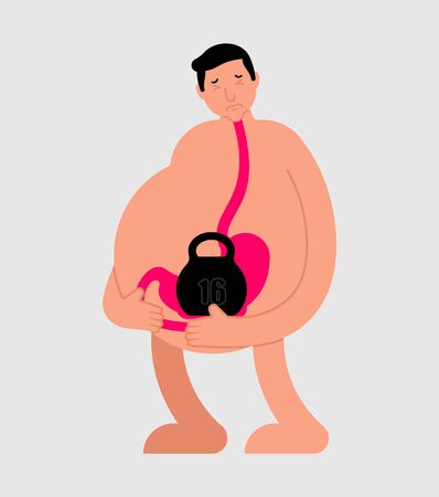 Heaviness in stomach. bloating and nausea. Sick belly. vector illustrationÂ 
のイラスト素材