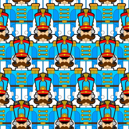 Hussar soldier retro pattern seamless. Guardsman with mustache background. Baby fabric texture. vector ornamentのイラスト素材