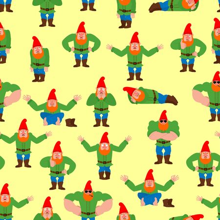 Garden gnome pattern seamless. dwarf background. Vector ornament. Baby fabric textureのイラスト素材