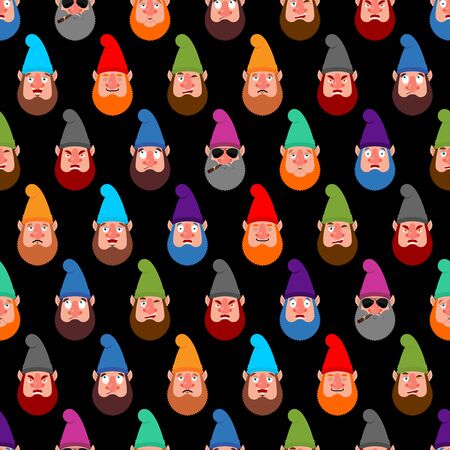 Garden gnome pattern seamless. dwarf background. Vector ornament. Baby fabric textureのイラスト素材