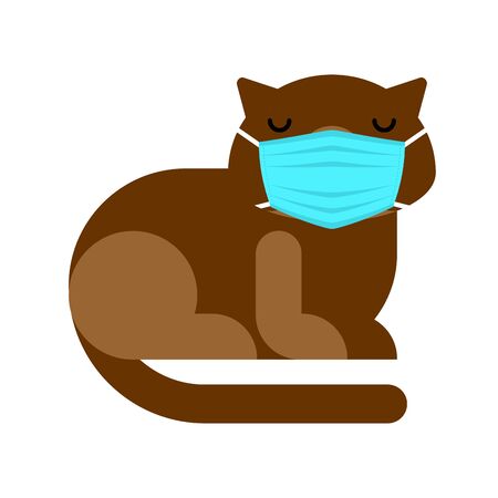 Cat in medical mask. Quarantine from coronavirus. Pandemic.のイラスト素材