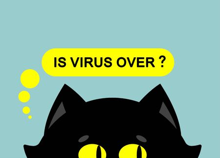 Is virus over? Cat in medical mask. Quarantine from coronavirus. Pandemic.のイラスト素材