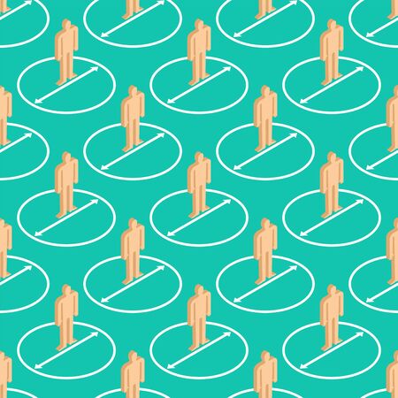 Social distance pattern seamless. Life after pandemic quarantine. Distance between people background. Life during Quarantine Coronavirus. COVID-19 Epidemicのイラスト素材