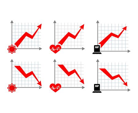 Disease growth graph Coronavirus. chart decline in patients. Schedule of recovering and pandemic deaths COVID-19のイラスト素材