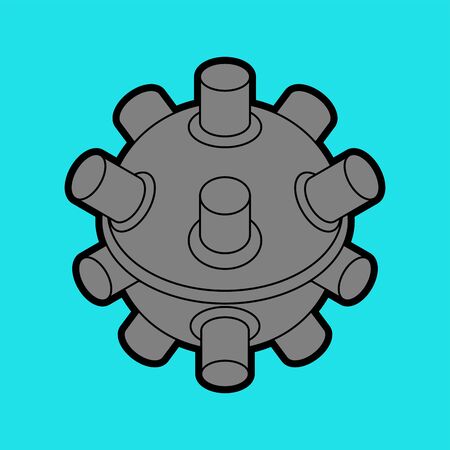 Naval mine isolated. Underwater bomb. vector illustrationのイラスト素材