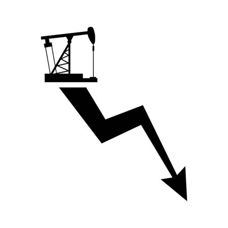 Chart for lower prices for oil and petroleum products. Oil decline graphのイラスト素材