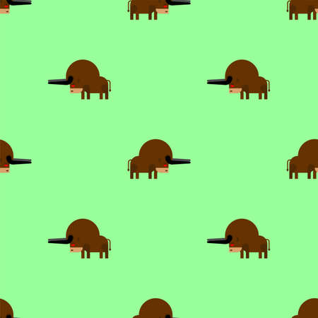 Bull pattern seamless. ox cartoon animal background. Baby fabric textureのイラスト素材