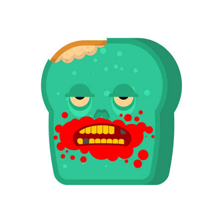 Zombie bread. Piece of green dead breadのイラスト素材