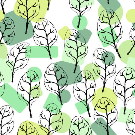 Leaves hand drawing pattern seamless. Leaf background textureのイラスト素材