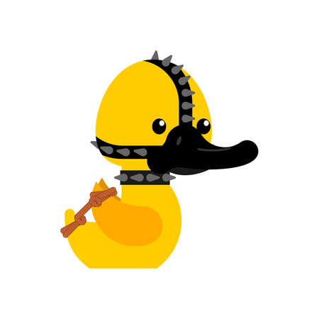 fetish toy Rubber duck in black suit. vector illustrationのイラスト素材