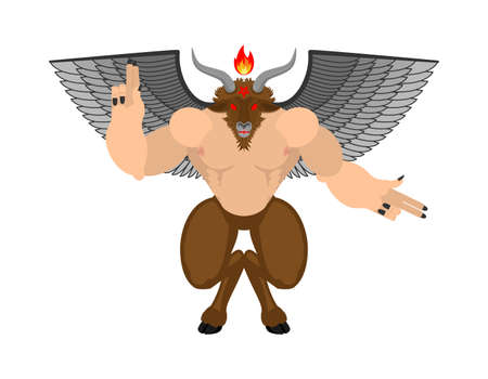 Baphomet Demon. Satanic symbol. Satan with goat head. Devil symbol pentagram.のイラスト素材