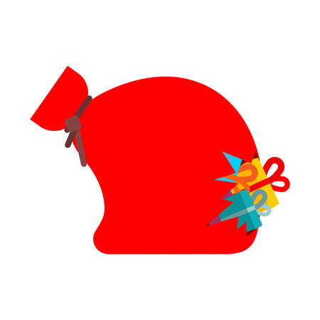 Santa bag with hole isolated. Dropped gifts New Year and Christmas postcardのイラスト素材
