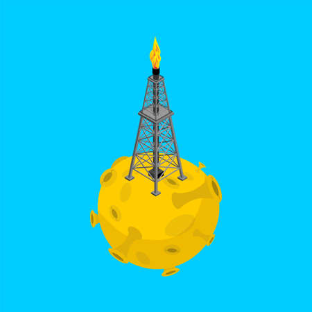 Gas tower on Moon. Minerals from another planet.のイラスト素材