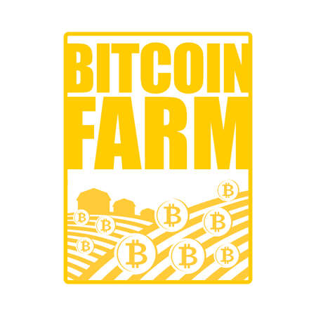 Bitcoin Farm. Miners sign. Arable land and farm lands Cryptocurrency is growingのイラスト素材