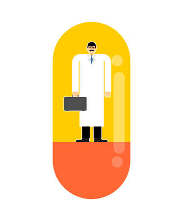 Doctor inside pill. Medical drugs conceptのイラスト素材