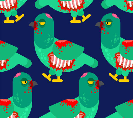 Zombie pigeon pattern seamless. Dove revived dead monster backgroundのイラスト素材