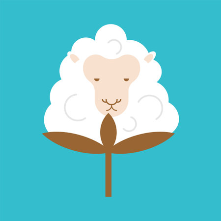 Cotton Sheep isolated. Cotton flower in form of ewe. vector illustrationのイラスト素材