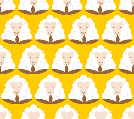 Cotton Sheep pattern seamless. Cotton flower in form of ewe background. vector textureのイラスト素材