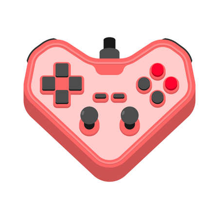 Joystick in heart share. Concepts: Love video games. Gamer symbol gamepad couple. I love to play video gameのイラスト素材