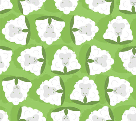 Cotton Sheep pattern seamless. Cotton flower in form of ewe background. vector textureのイラスト素材