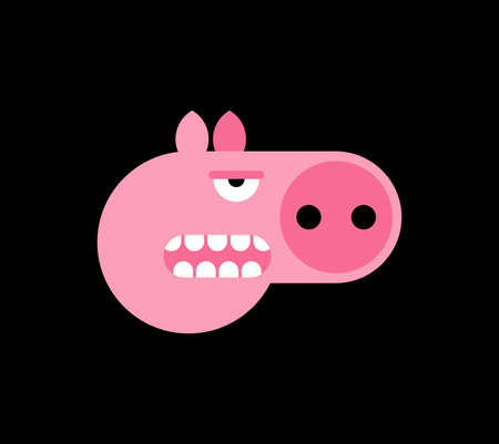 Angry pig. Disgruntled piggy. wicked swine vector illustrationのイラスト素材