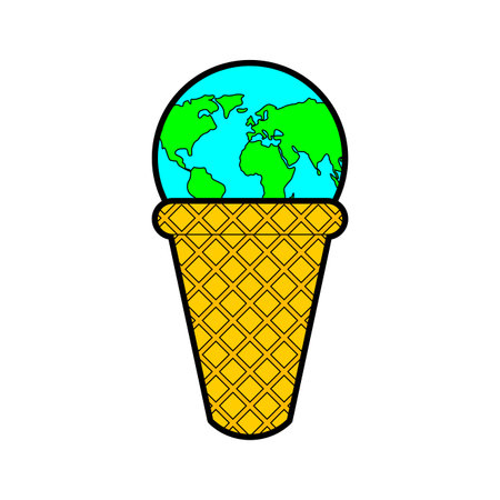 Earth ice cream. Planet earth icecream. vector illustrationのイラスト素材