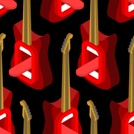 Guitar open mouth patternのイラスト素材