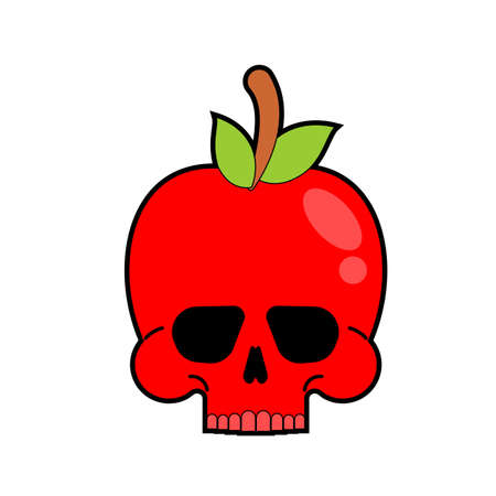 Skull apple isolated. skeleton Deadly scary fruit vector illustrationのイラスト素材