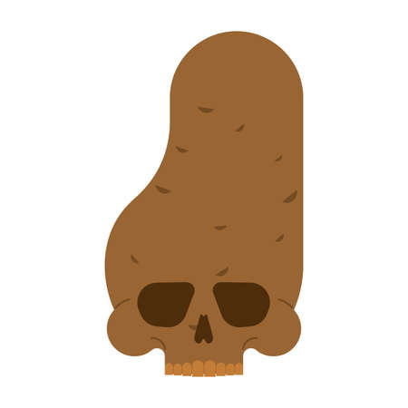 Skull Potato isolated. potatoes skeleton. Deadly scary vegetable vector illustrationのイラスト素材