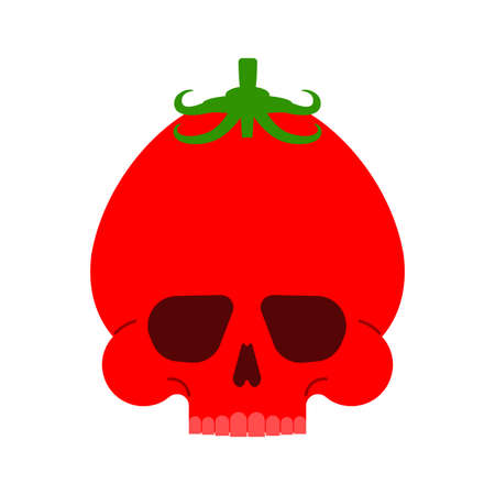 Skull tomato isolated. Deadly scary vegetable vector illustrationのイラスト素材