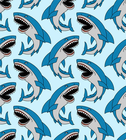 Shark pattern seamless. Sea predator background. Large predatory marine fish ornament. vector textureのイラスト素材