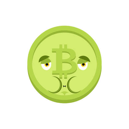 Bitcoin Nausea Feeling sick emotion isolated. Sick Cryptocurrency Cartoon Style. ill Vectorのイラスト素材