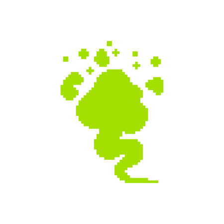 Fart pixel art. 8 bit green smoke gas. pixelated Fartingのイラスト素材