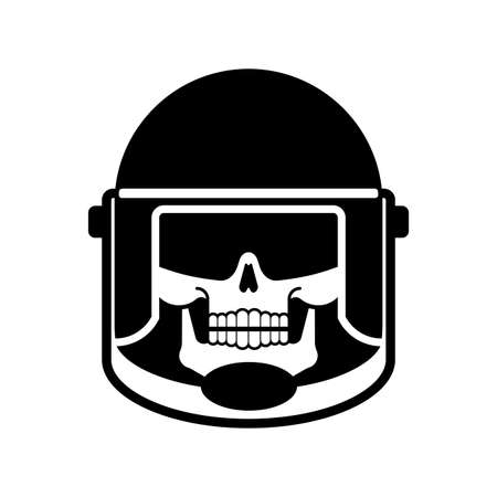 Skull in police protect mask. Skeleton riot police. Punitive intimidating powerのイラスト素材
