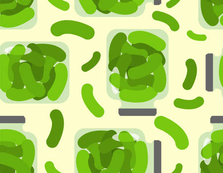 Pickled cucumbers in jar pattern seamless. vector backgroundのイラスト素材