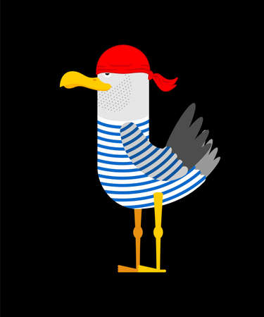 Seagull pirate isolated. Gull in pirate clothes. vector illustration For holiday International Talk Like a Pirate Dayのイラスト素材