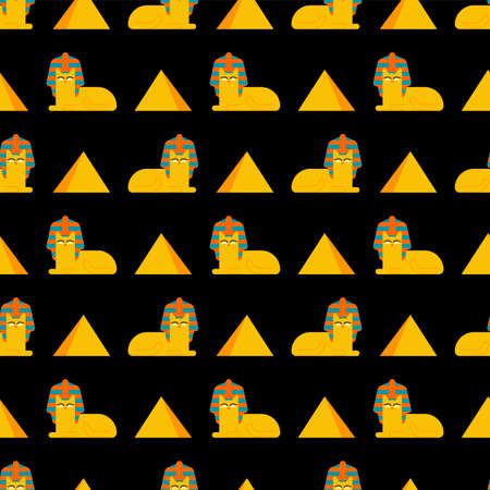 Egyptian sphynx cat pattern seamless. Egypt pet background. vector texture