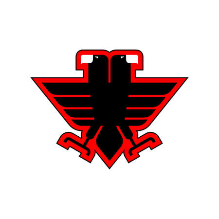 Two-headed eagle symbol. Black bird of prey sign. Hawk logoのイラスト素材