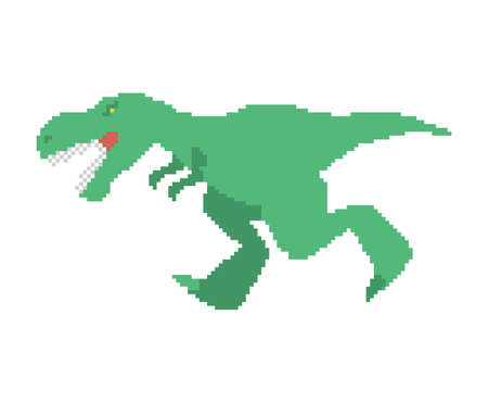 Dinosaur tyrannosaurus rex pixel art. Pixelated T-rex is predator lizard. 8 bit Prehistoric dinoのイラスト素材