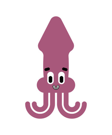 Cute Squid isolated. Cartoon calamary sea animal. vector illustrationのイラスト素材