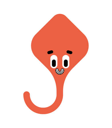Cute stingray isolated. Cartoon sea animal. vector illustrationのイラスト素材