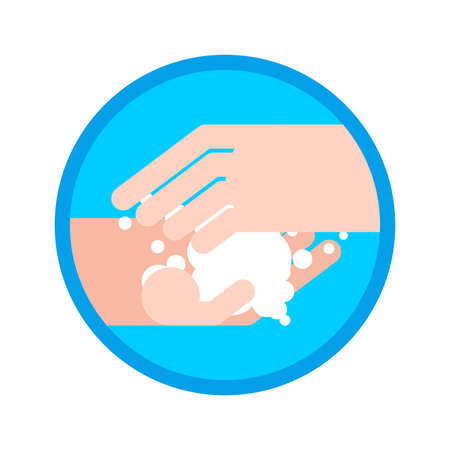 Washing hands with soap sign. To wash hands symbol. concept of purity and the fight against sviruses and bacteriaのイラスト素材