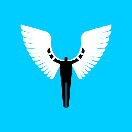 Icarus sign. Man with wings logo. Angel symbolのイラスト素材