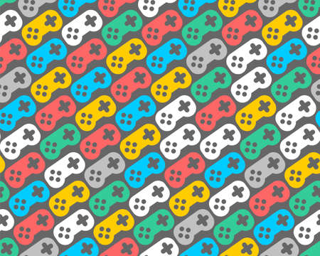 Joystick pattern seamless. gamepad background. Video game controller texture.のイラスト素材