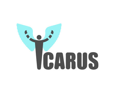 Icarus sign. Man with wings logo. Angel symbolのイラスト素材